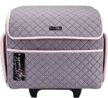 Gray Everything Mary Sewing Trolley on Wheels with Pink Polka Dots and Trim